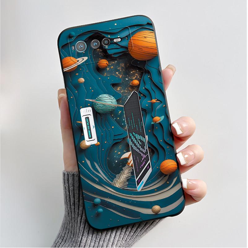 For Asus ROG 6 Case For ROG Phone 6 Pro / 6D Fashion Butterfly Flowers Bumper Soft Black Silicone Cover For Asus ROG6 ROG6D Case