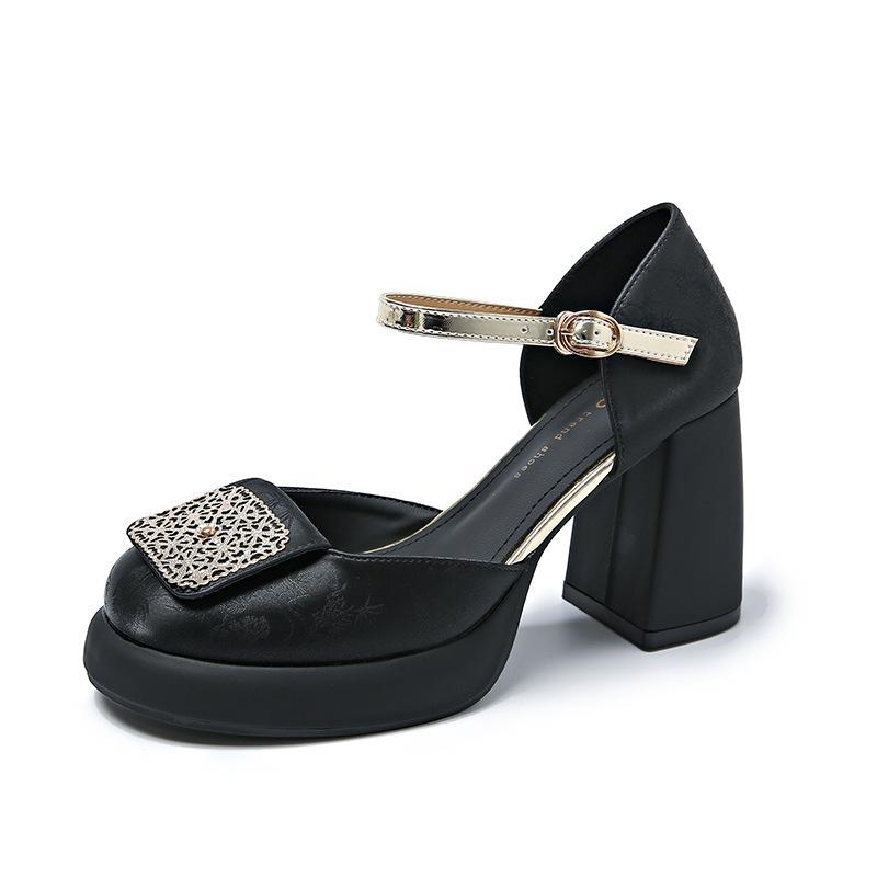 Грубый каблук сандалии мешок головы женские новинка лета 2025 с юбкой Грубый каблук Мэри Джейн высокие каблуки женские