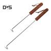 BBQ Steak Grill Hook Meat Turner Wooden Handle Stainless Steel Food Flipper for Grilling Vegetables Portable Kitchen Tool