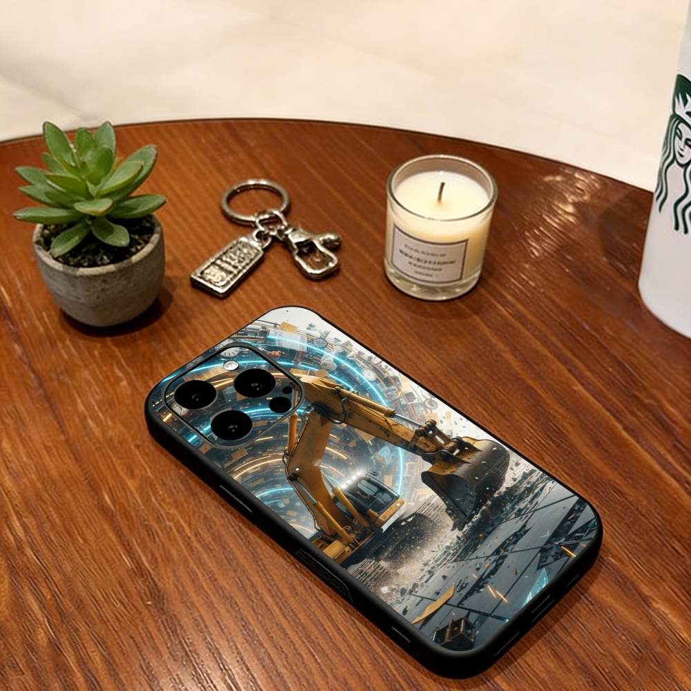Excavator Phone Case Soft Silicone black For IPhone 17 16 15 14 13 12 11 X XR Plus Pro Max Plus