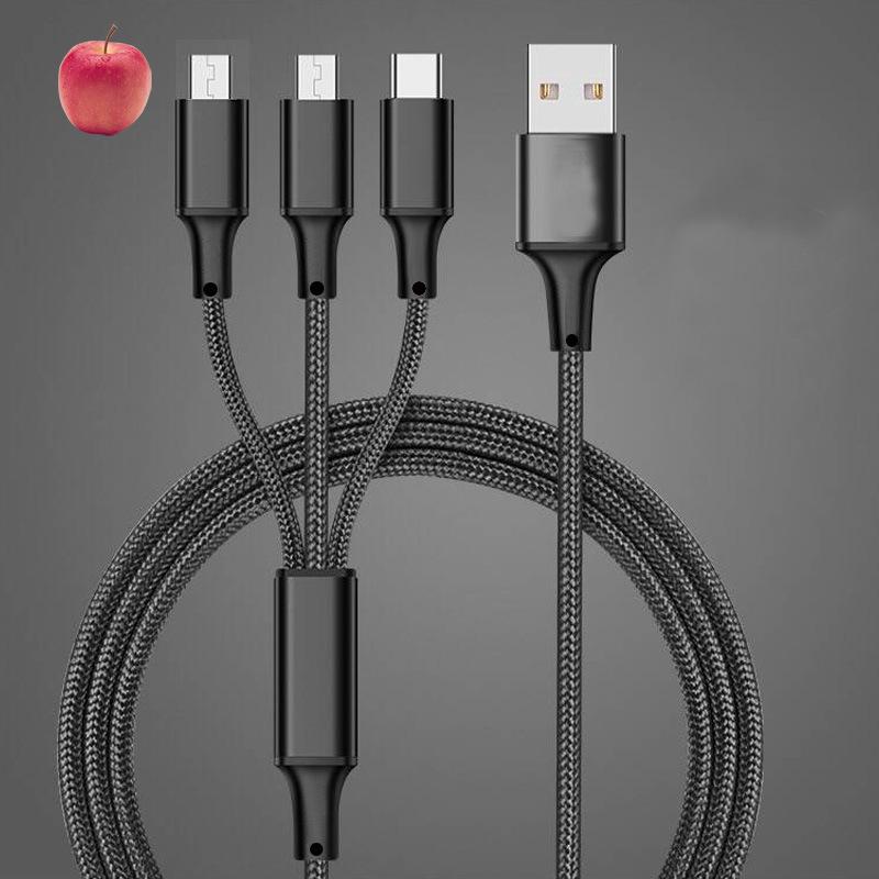 Нейлоновый плетеный кабель 3-в-1 для быстрой зарядки - 2A Мобильная флэш-зарядка Подарочный кабель