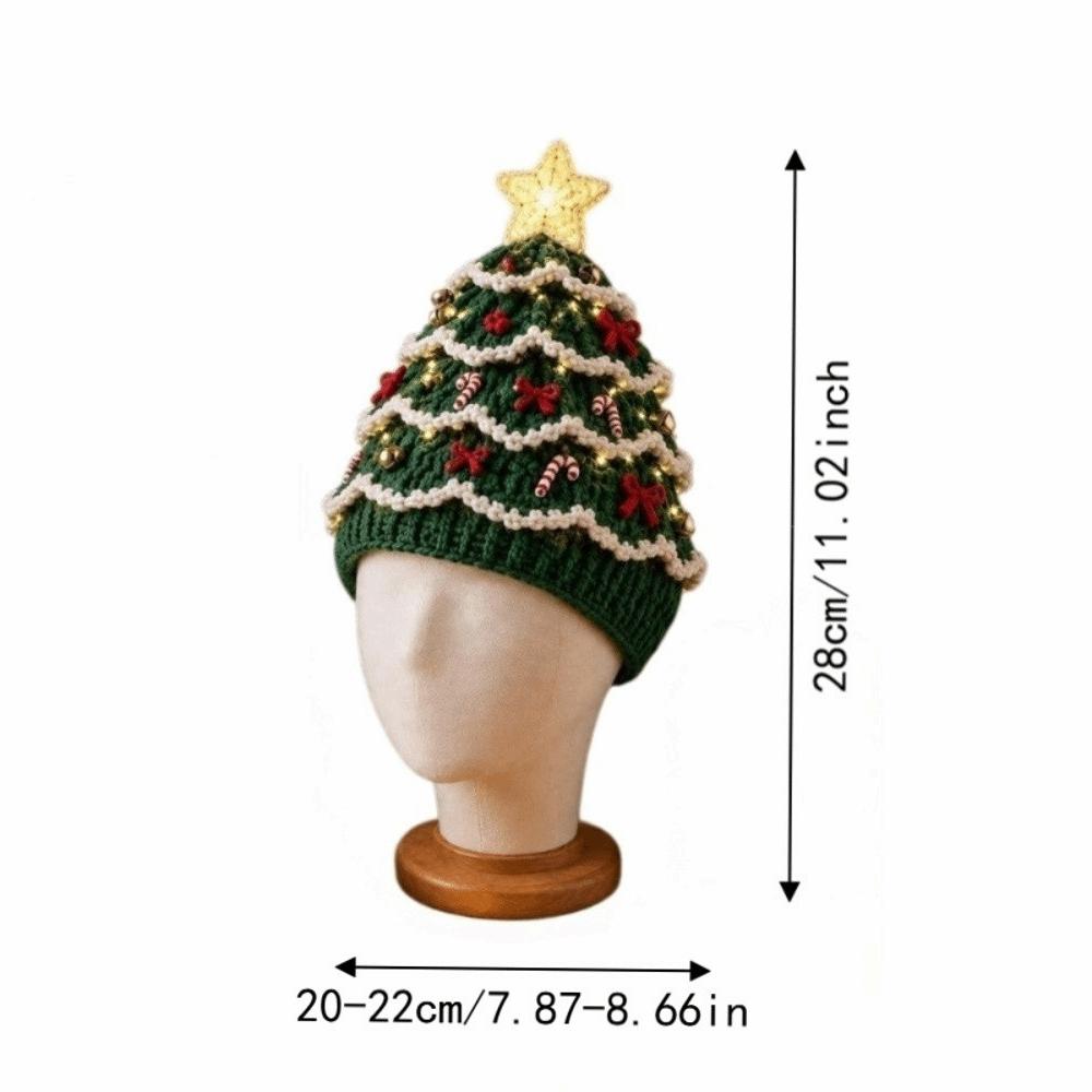 Colorful Handmade Beanie Knitting Hat Set X-mas Tree DIY Hand Crochet Hood Hat Beginners