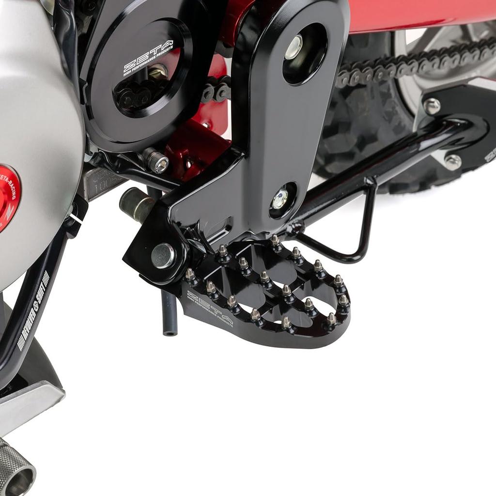 ZETA RACING Aluminum Aluminum for Honda GROM MONKEY125 GB350 and DAX125 Part Footpegs, Black, High-Strength Alloy, (2013-2024), (JB02/JB03)