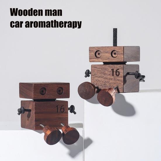 Wooden Car Air Freshener with Wobbling Legs Wind Powered Vent Clip Diffuser for Aromatherapy Handcrafted Dashboard Decoration