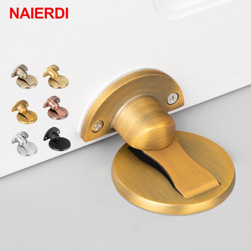 NAIERDI Магнитные дверные упоры Дверной стопор из нержавеющей стали 304 Скрытые дверные держатели