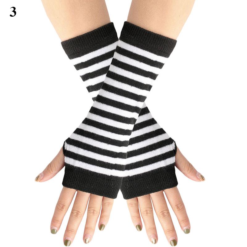 Women Long Fingerless Gloves Knitted Mitten Hand Warmers Winter Warm Wool Knitting Half Finger Gloves Unisex Arm Sleeve