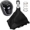 Ford Focus Mk3 FL 14-18 ручка переключения передач ЧЕРНАЯ ЭКО-КОЖА + ЧЕРНЫЙ + чехол с рамкой 6 СКОРОСТЕЙ
