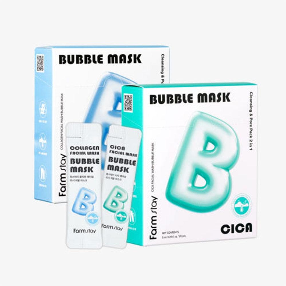 Farm Stay Collagen, Cica Facial Wash Bubble Mask 1 коробка (20 штук) (Выберите 1 из 2 типов)