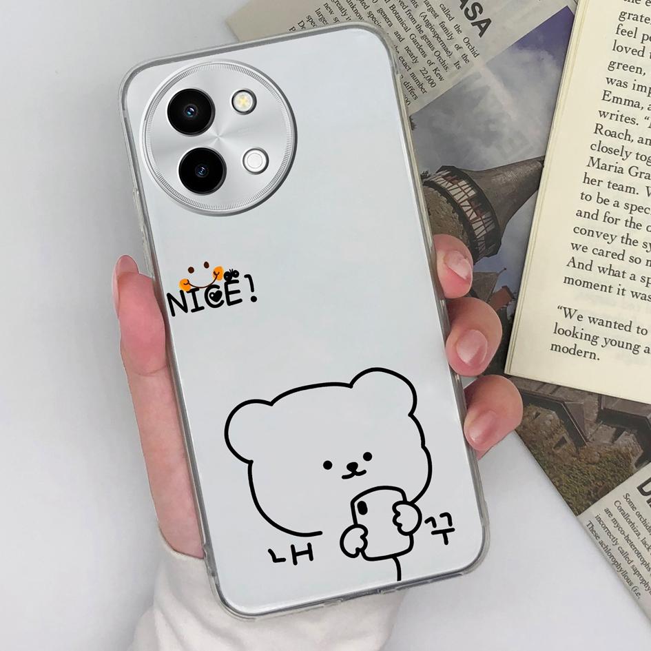 Чехол для Vivo Y200e Y100 (ИДН) Y28 4G V30e V40 Lite бампер высокого качества с милым рисунком кошки и совы задняя крышка мягкий TPU силиконовый анти-падение прозрачный чехол