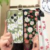 Fashion Design Flower Phone Case For OPPO Reno12F 5G Protective Wristband Kickstand Waterproof Wrist Strap Durable Ring