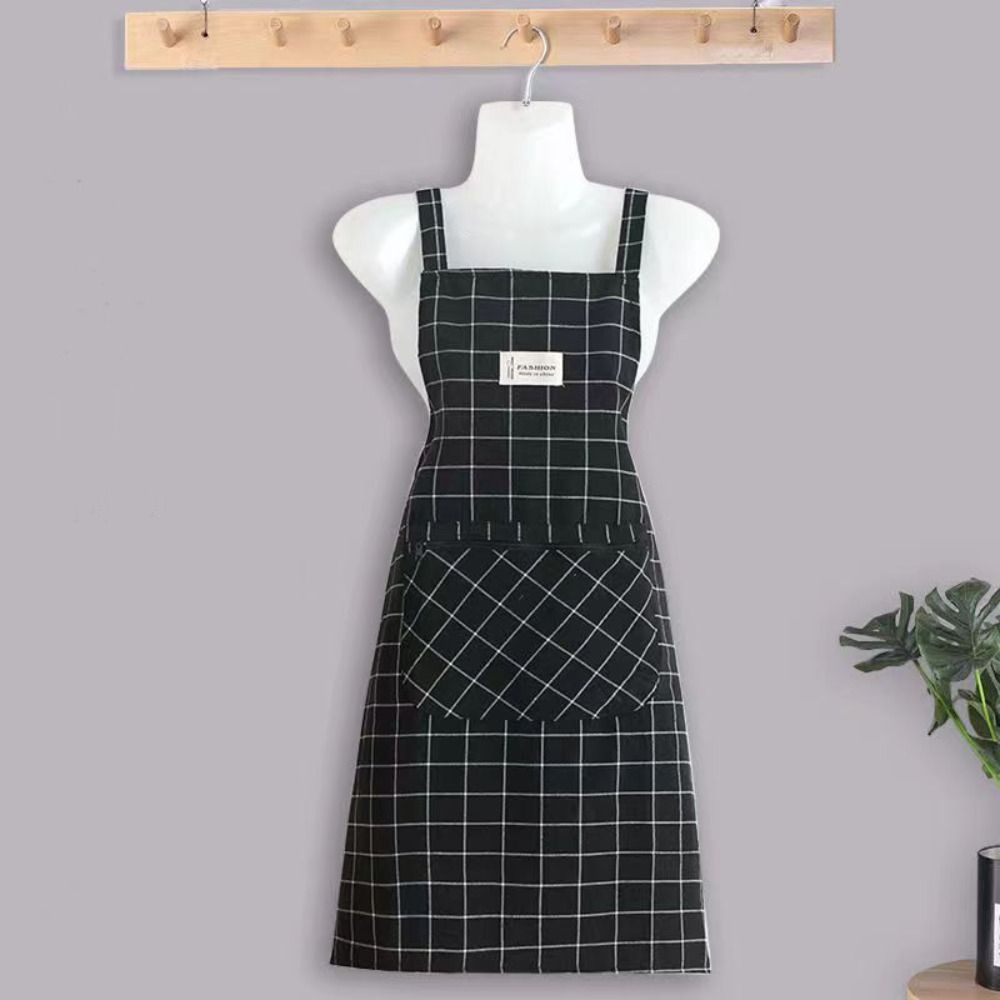 Checkered Cotton Apron Oil-proof Cooking Apron Cooking Accessories Kitchen Apron Kitchen
