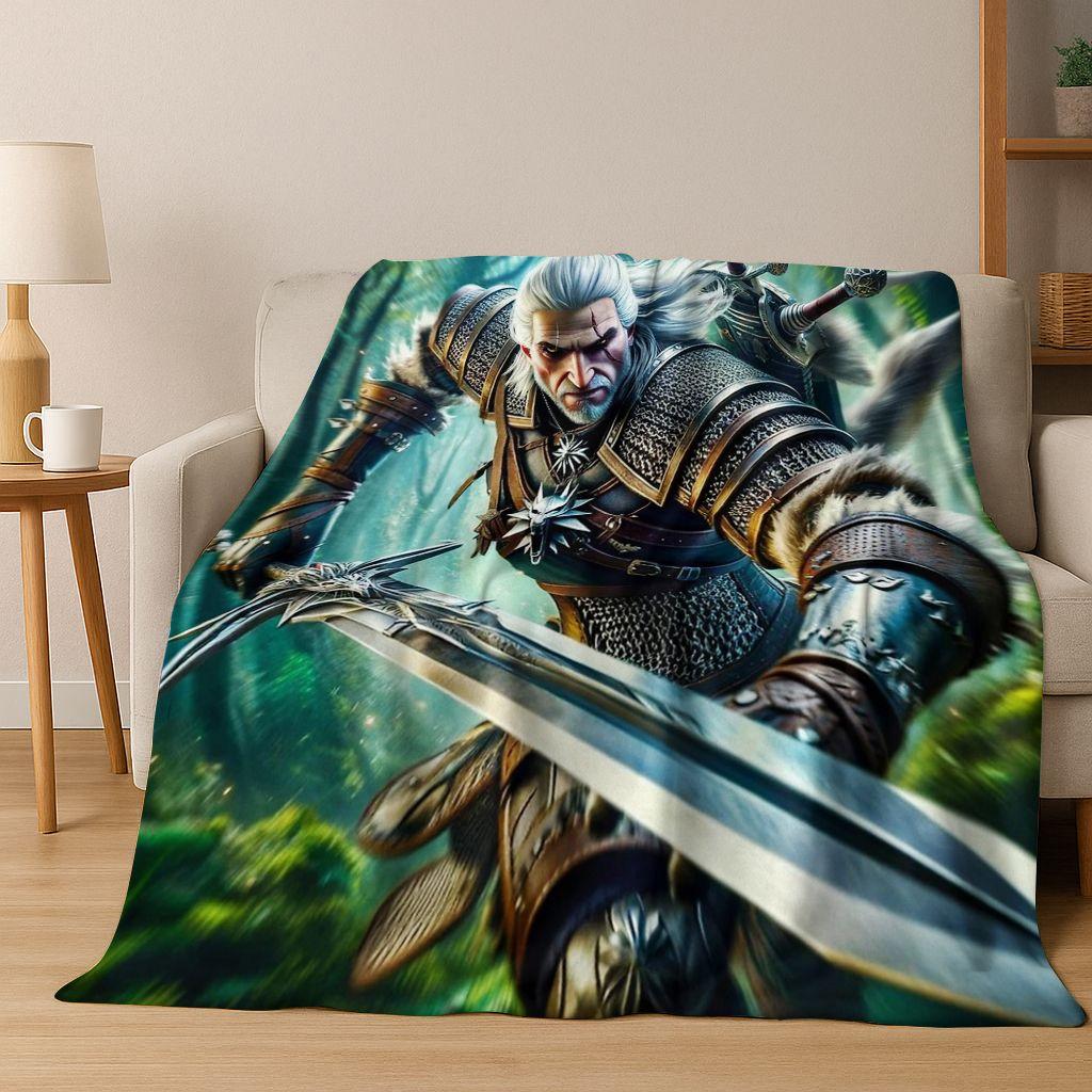 3D The W-Witcher Геральт Игры Мультяшное Фланелевое Одеяло, Теплое и Уютное Мягкое Плед для Дома Спальни Кровати Дивана Покрытие Детский Подарок