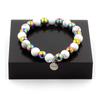 Stones and Minerals. 8mm Multicolored Howlite + Hematite Bead Bracelet. Made In France.