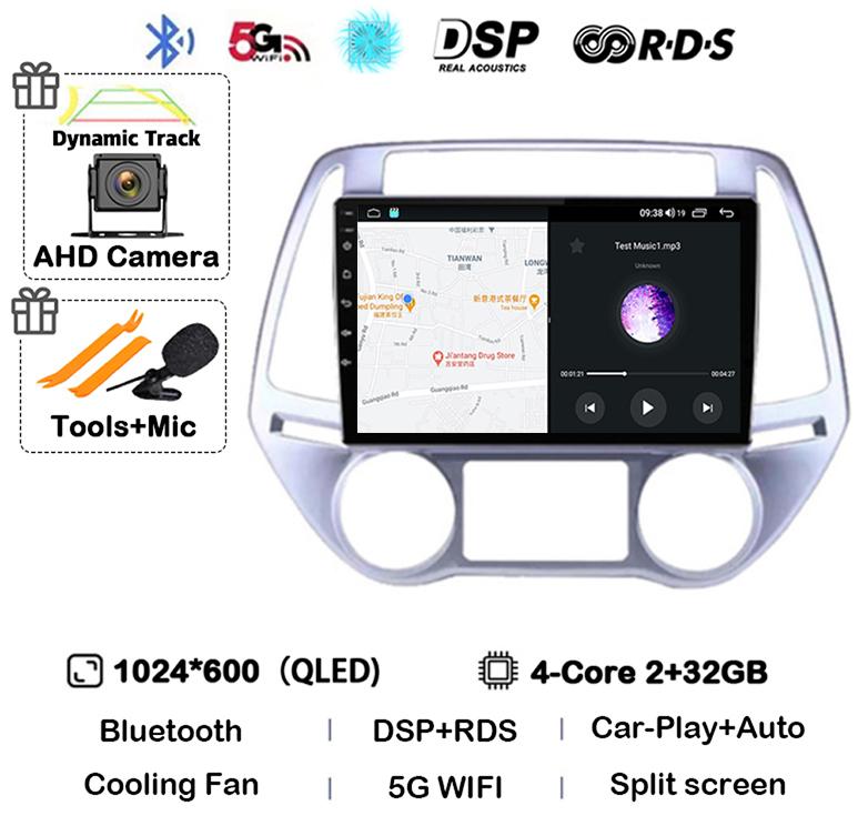 Android 14 Carplay Auto WIFI+4G Автомагнитола Для Hyundai i20 2008 - 2014 Стерео GPS Мультимедиа Видеоплеер 2 Din DVD 360 Камера BT