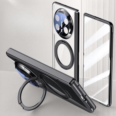 Подходит для мобильного телефона Huawei Matex6 Чехол Пленка Встроенный вращающийся кронштейн Магнитная адсорбция Гальваническое покрытие Прозрачный противоударный чехол