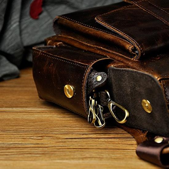 Meigardass Leg Genuine Multifunctional Waist Pouch for Thigh Hip and Shoulder Outdoor Waterproof and Abrasion Resistant Men's Bag, Leather,