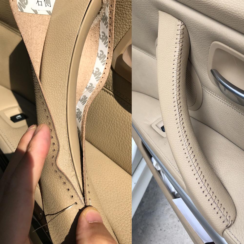 Кожаная ручка панели правой/левой двери, крышка ручки, внутренняя накладка-ручка для BMW 3 серии E90 E91 E93 2005-12, деталь интерьера автомобиля