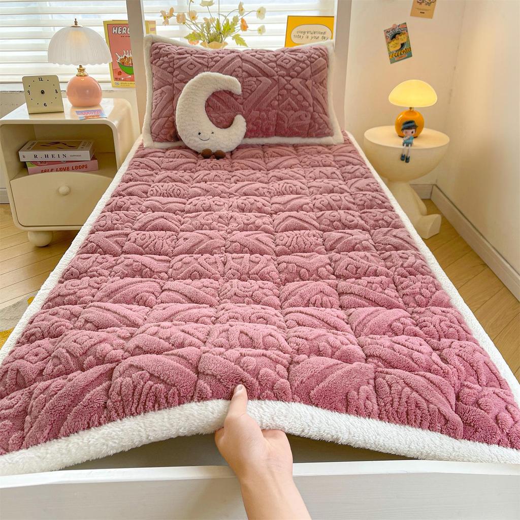 Зимний утолщенный наматрасник из тафты и бархата - Мягкое молочное бархатное постельное белье для общежития, односпальный или двуспальный