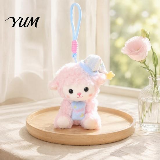 Decorative Hanging Plush Goodnight Sheep Keychain, Cute Sleepy Lamb Stuffed Toy with Nightcap, Sitting Soft Fluffy Bag Charm for Backpack And Nursery