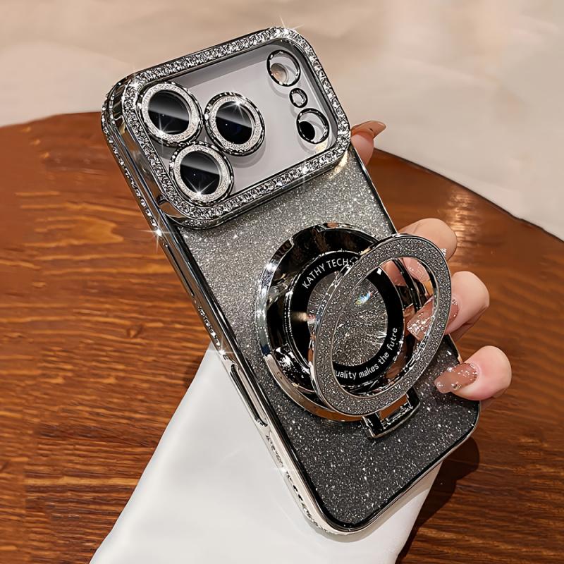 Чехол для телефона Подходит для iPhone 17 Pro Max Air 16 15 14 13 12 Pro Max Mini, Держатель для мобильного телефона, Блестящие стразы, Модный держатель,