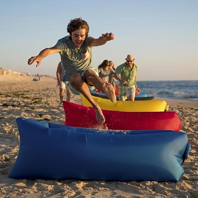 Портативный надувной диван для кемпинга - Самонадувающийся надувной матрас с сумкой для хранения, Легкий прямоугольный уличный шезлонг для пляжа, заднего двора