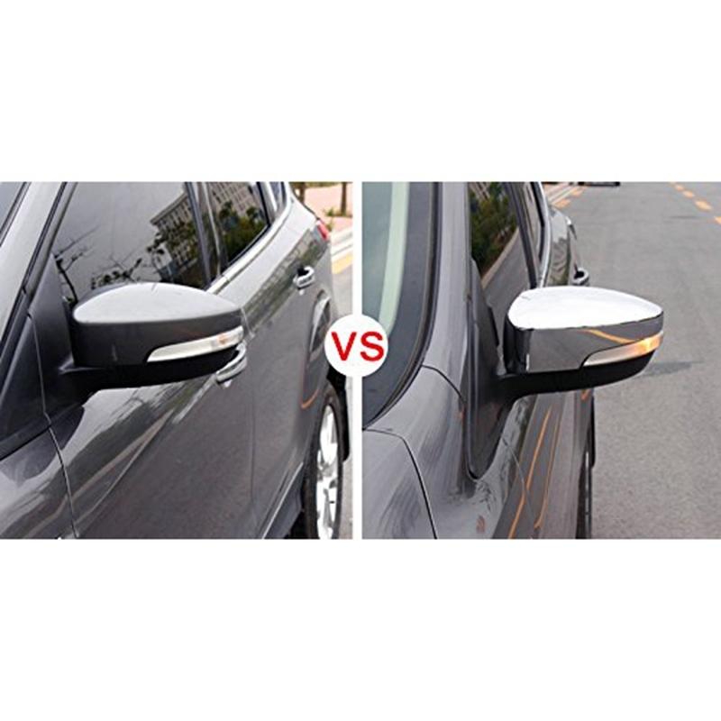 Side Mirror Covers Rear View Mirror Exterior Cover For Ford Escape Kuga 2013- Chrome 2Pcs