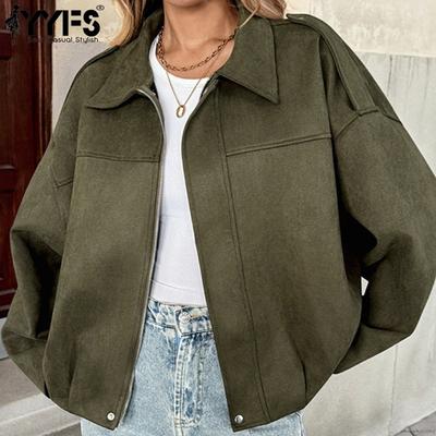 Женские модные повседневные однотонные куртки и пальто с воротником-поло на осень-зиму с длинным рукавом и принтом