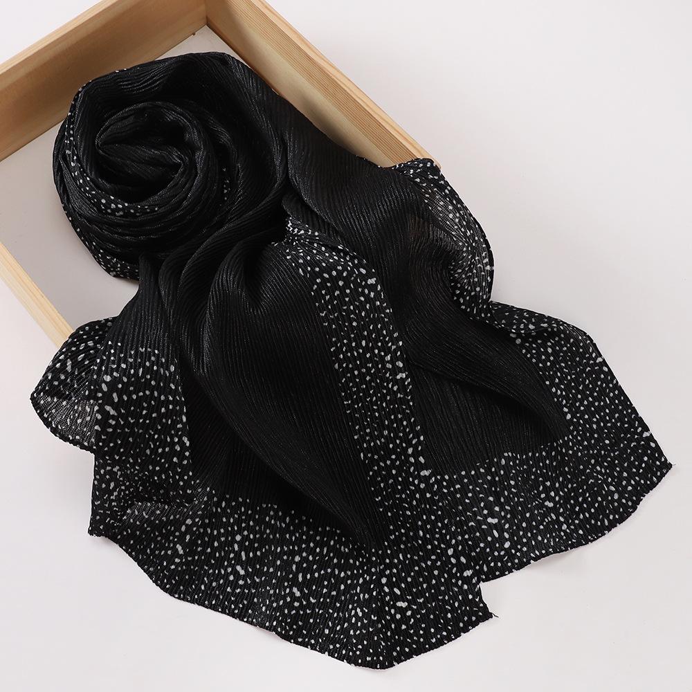 New Women's Bag Head Printed Yarn Scarf, Malaysian Wrinkled Splicing Fashion Package Headscarf
