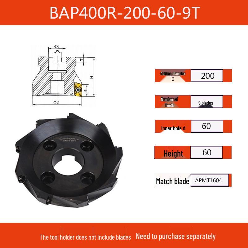 Вертикальная фрезерная головка с правым углом 90° для пластин APMT, модели BAP300R/400R50, размеры 63 мм и 80 мм