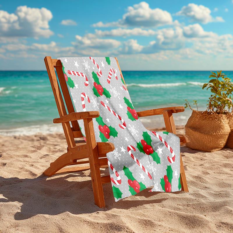 1Pc Christmas Candy Cane Beach Towel Quick Dry Multiuse For Beach Pool Gym Yoga Home Travel Christmas Halloween Xmas Gift S171