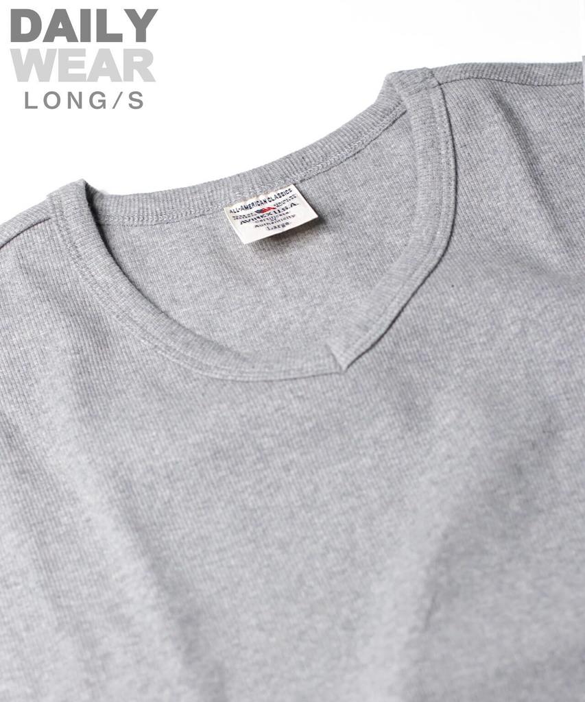 AVIREX DAILY RIB V-NECK TEE 6153480 men's S size 014 GREY