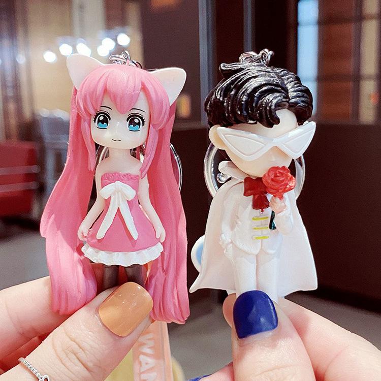New Creative Cartoon Couple Keychains Anime Sailor Moon Doll Keychains Bag Pendant Car Accessories Key Chain Gift for Children