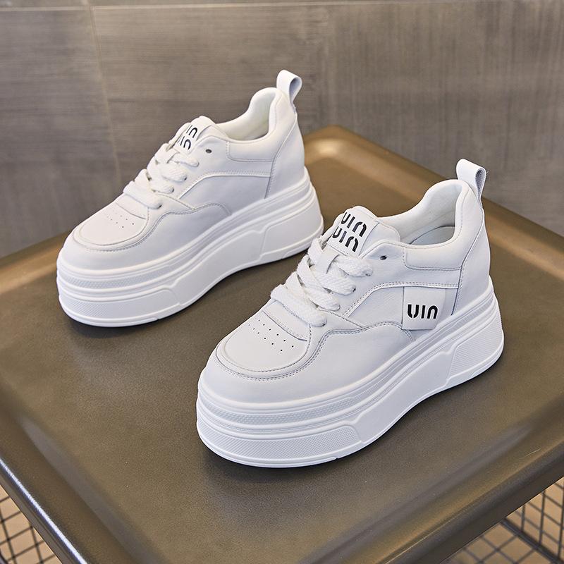 9 см натуральная кожа женские весенние кроссовки на танкетке на платформе осенние массивные удобные туфли на каблуках женские модные дышащие женские