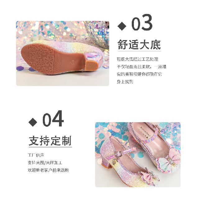 Супер Сказочные Кожаные Туфли для Девочек Модные Великолепные Градиентного Цвета Туфли Принцессы Британский Стиль Принцессы Хрустальные Туфли Градиентные Туфли для Девочек