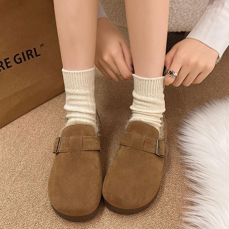 Флисовые ретро-сандалии Birkenstocks «все включено», зимние новые хлопковые туфли, пушистые ботинки, утолщенные теплые снегоступы
