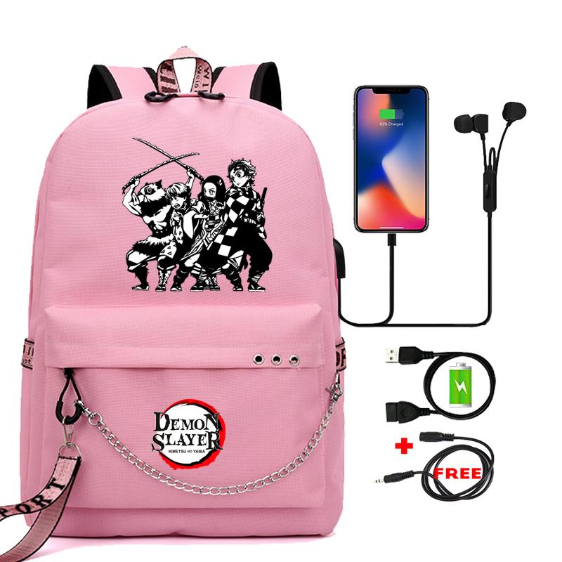Аниме Demon Slayer Nezuko Bookbag Подростковый рюкзак Школьные ранцы для мальчиков и девочек Mochilas Мультяшный принт Сумка для ноутбука Снова в школу Рюкзак