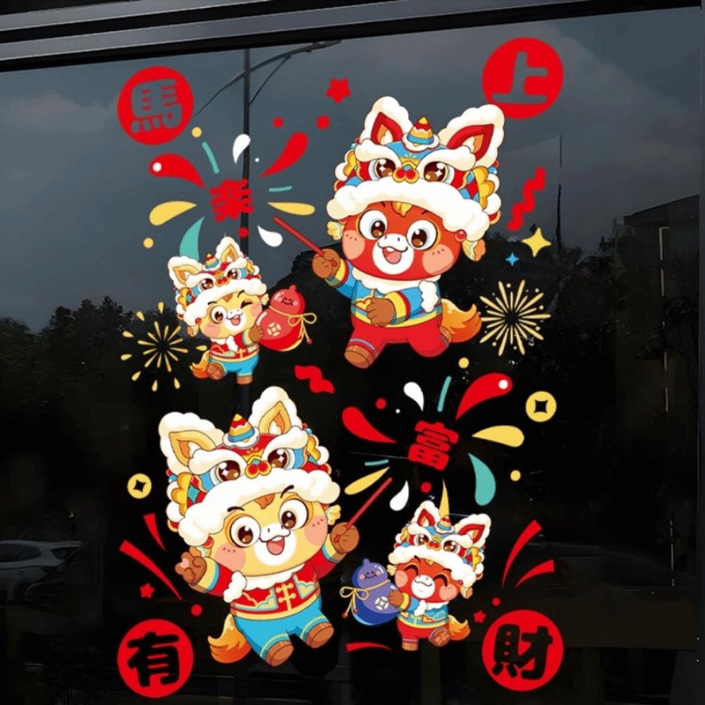 Year of Horse Gifts 2026 New Year Window Stickers Colorful Waterproof Glass Electrostatic Film Transparent Portable