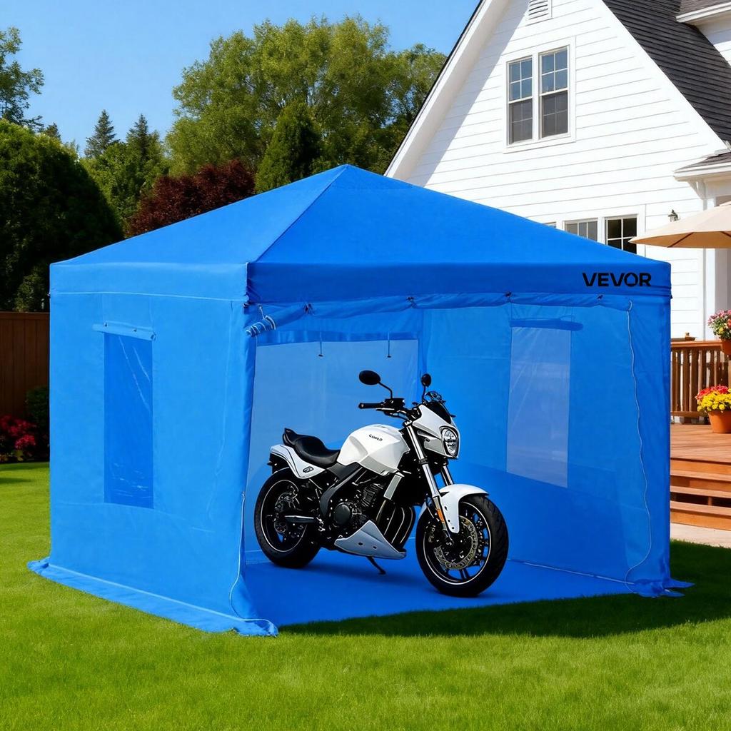 Portable Paint Booth Tent, 2930 x 2930 x 1810mm Portable Garage Spray Tent, Waterproof Spray Booth with Foldable Frame Design & 2 Mesh Side Windows