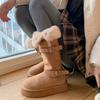 Плюшевые теплые хлопковые ботинки на толстой подошве с отворотами, новые женские зимние модели средней длины