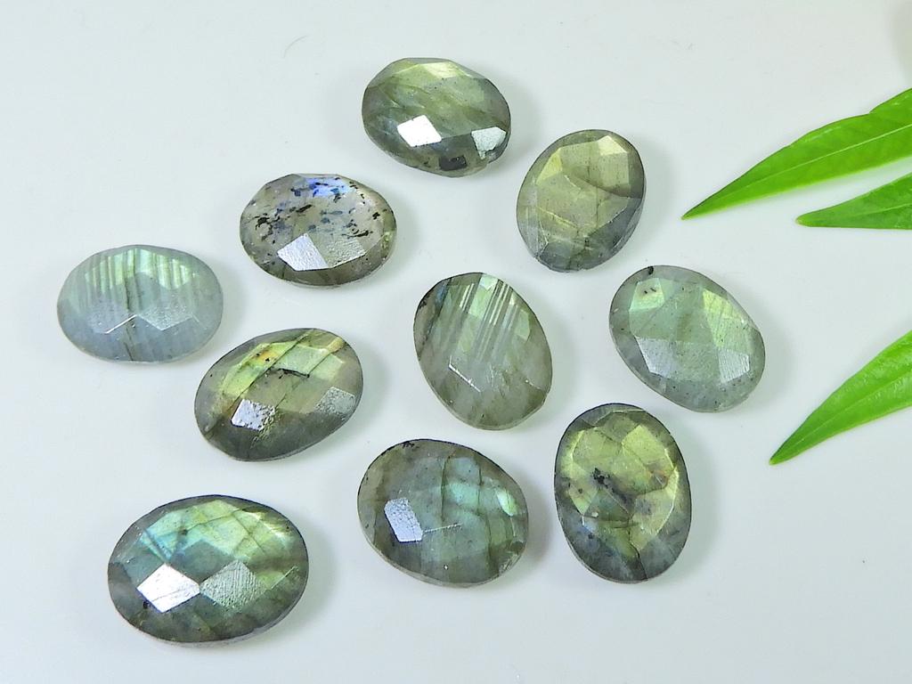 10 шт. 12X17 мм натуральный лабрадорит с обеих сторон шахматной огранки овальный драгоценный камень россыпью LM-1240