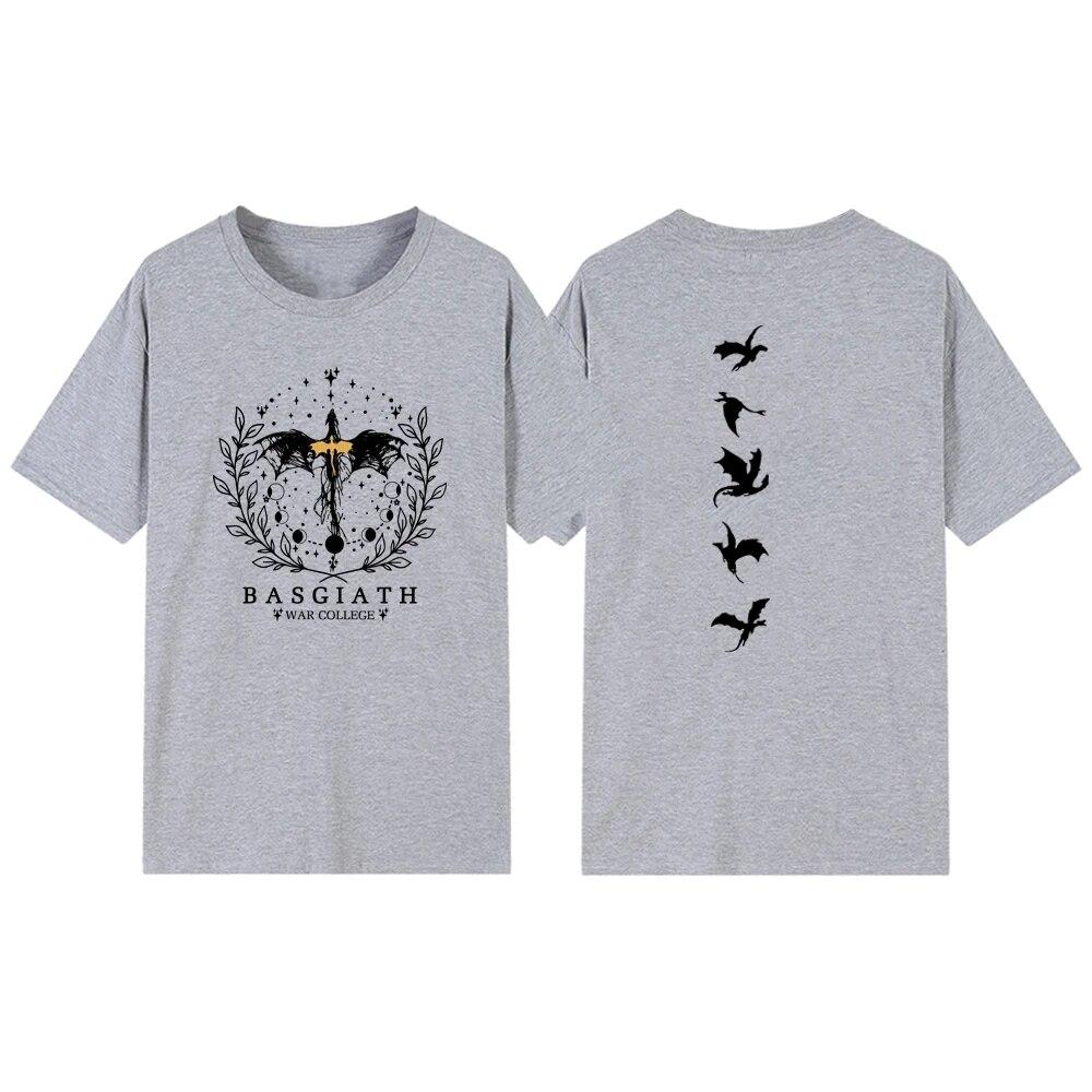 Винтажная двусторонняя футболка Basgiath War College, футболка с четвертым крылом, женские футболки с графическим рисунком, футболка с короткими рукавами, книжная футболка