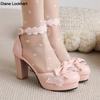 Fashion 2025 Spring Summer Ankle Strap Women High Heels Mary Jane Pumps Party Wedding White Pink Black Bow Princess Cosplay Lolita Shoes
