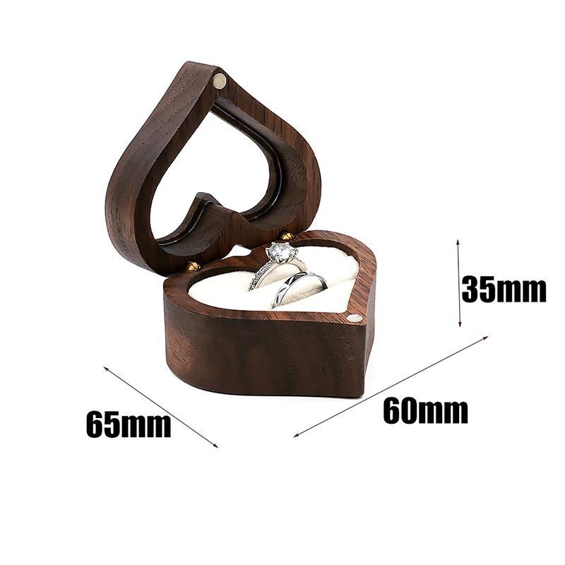 Сердце из орехового дерева шкатулка для кольца предложение держатель для обручального кольца шкатулки для хранения ювелирных изделий без кольца