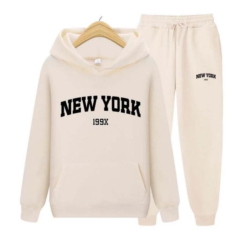 Комплект: Худи и спортивные штаны с надписью New York - Унисекс, для пары, спортивная одежда