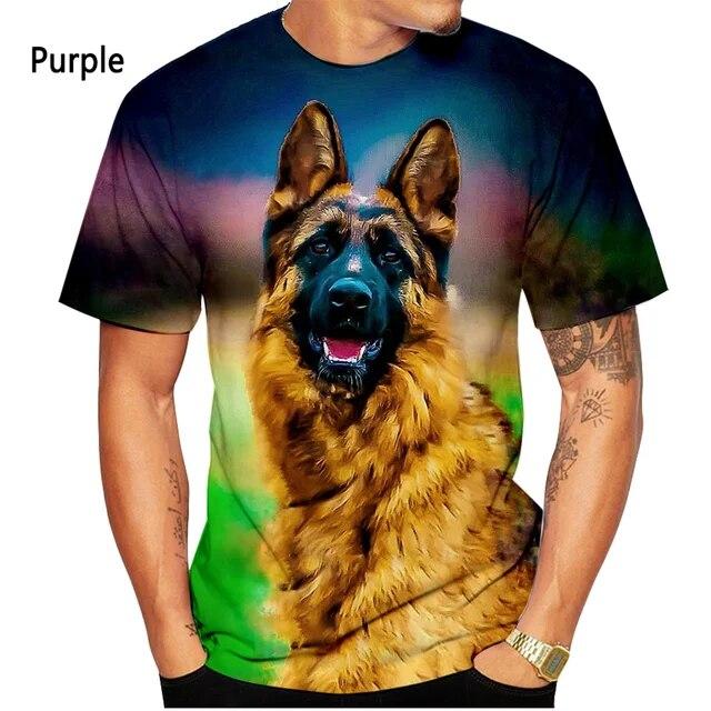 Men's Women's Summer Fashion German Shepherd 3D Printing T-shirt Casual Short-sleeved Dog Shirt Tops