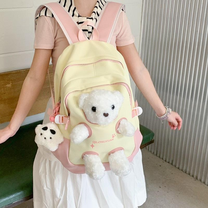 Schoolbag cute bear schoolbag junior high school girls college students 1011 new backpack ins niche Mori versatile backpack