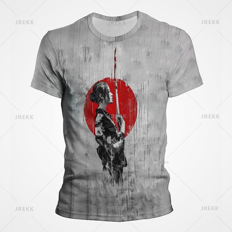 Винтажные японские футболки с рисунком тушью, старинные женские футболки с 3D-принтом для мужчин, повседневные уличные топы, новые летние детские дышащие вещи