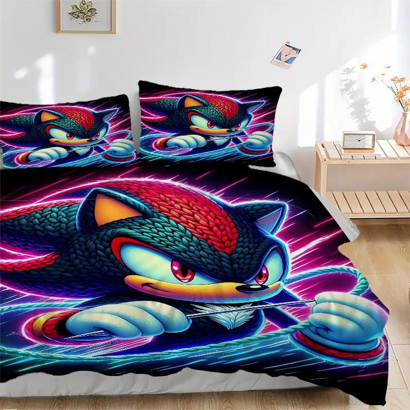 3pcs bedding set Shadow Sonic Includes 1 Comforter + 2 Pillowcases, Without Pillow Inserts, Soft Comfortable, Lightweight Breathable, Printe