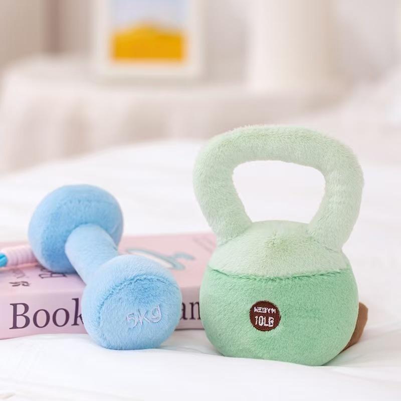 16/20cm simulation dumbbell kettlebell stuffed plush toy figurine cartoon anime cute pillow children's birthday gift fun doll