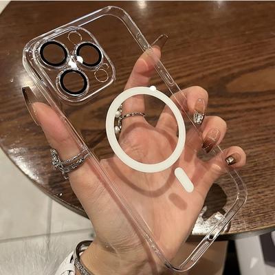 Роскошный ультратонкий магнитный чехол для Magsafe с беспроводной зарядкой для iPhone 15 14 Plus 13 12 11 Pro Max, жесткий прозрачный противоударный чехол